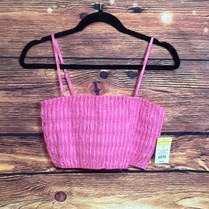 A New Day Vibrant Pink Textured Crop Top